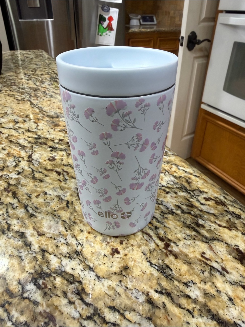Ello Floral Insulated Travel Tumbler in Light Blue and Pink